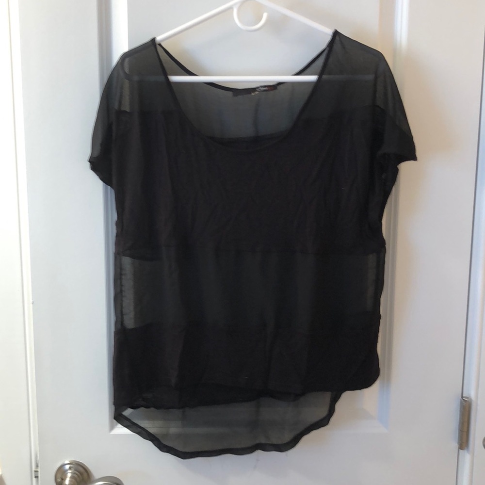 Black/sheer paneled shirt